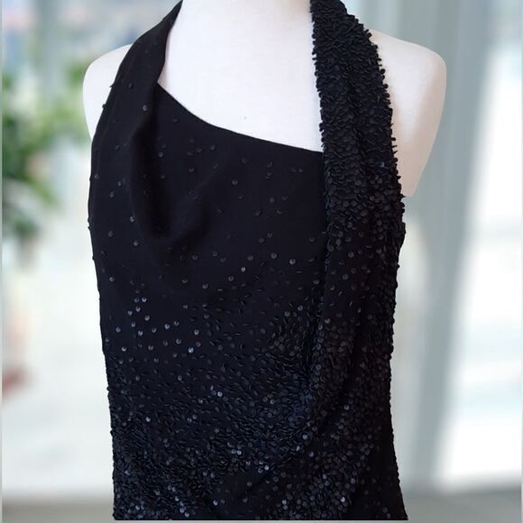 🔥🔥 Helmut Lang GRANULE 100% Silk Embellished Leather Sequin Dress Size 6 - Picture 6 of 16